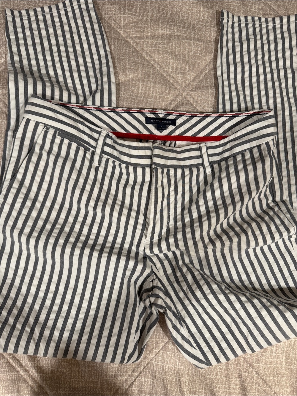Tommy Hilfiger Women’s Black and White Vertical Stripe Chinos